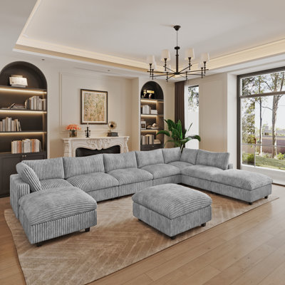 Canapé modulaire en U avec repose-pieds 9 pièces