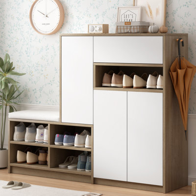 2-in-1 Shoe Storage Bench. Shoe Cabinet Shoe Bench Modern Room Pattern Side Set Cabinet