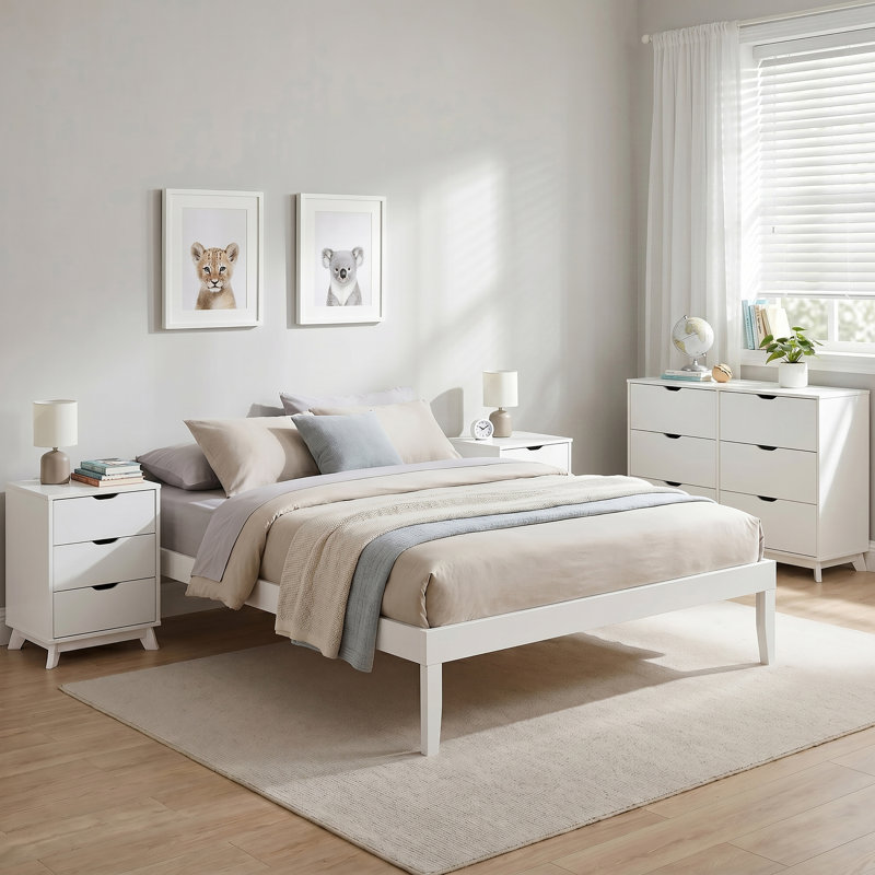 Ensemble de chambre à coucher 4 pièces Marialana, Blanc, Grand