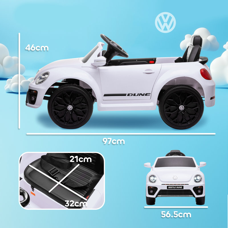 AIYAPLAY Volkswagen Beetle Licensed Ride on Car 12V Remote Control, White