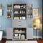 Élégante armoire de rangement avec espace multifonctionnel, tablettes réglables et 2 tiroirs pour une organisation polyvalente-1231235157