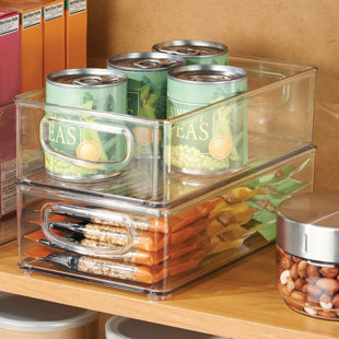 mDesign Plastic Kitchen Food Storage Bin with Lid, Small - 4 Pack - Clear