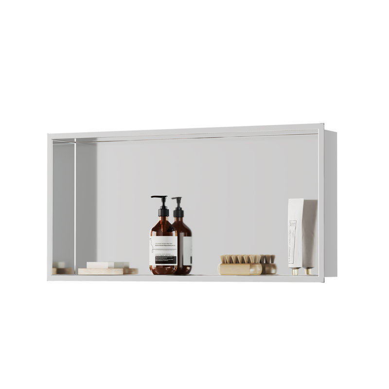 Niche de douche encastrable en acier inoxydable 304 calibre 18 de 24 pouces Cantrio SN-2412, Chrome poli