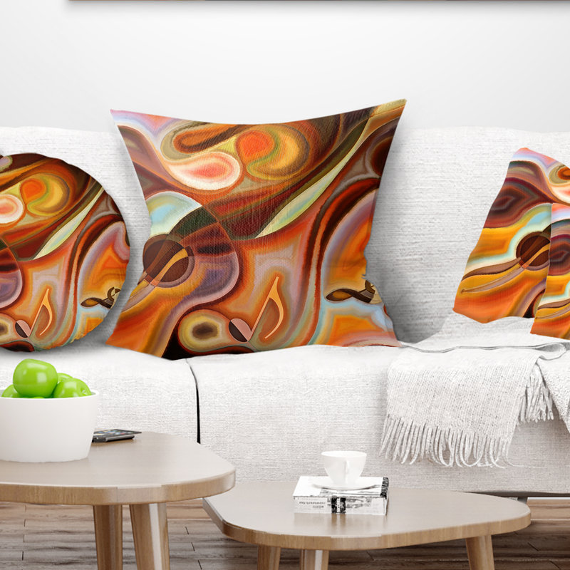  Housse et insert de coussin abstrait, Brun / Orange, 18 po x 18 po, Coussin décoratif