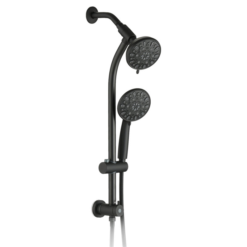 Pomme de douche à pluie coulissante en acier inoxydable sans perçage à 7 réglages, système de spa à double pomme de douche