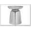 Table d'appoint contemporaine en métal chromé, en forme de tambour, idéale pour la vie moderne et polyvalente comme table d'appoint, de bout ou de chevet.-38858606