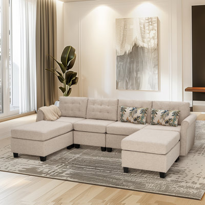 Canapé modulaire rembourré 6 pièces avec rangement sous le siège