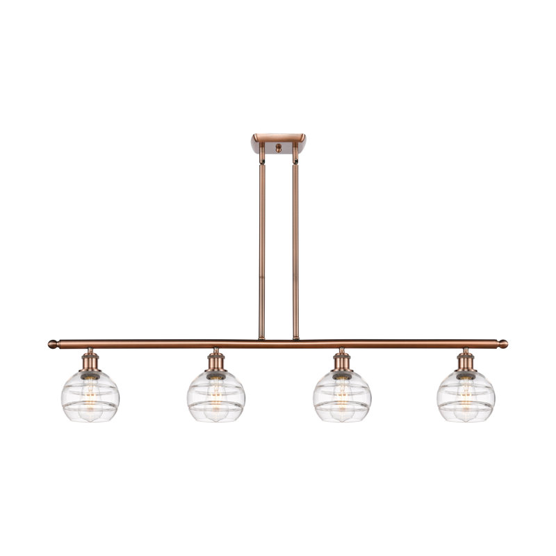 Chartoff 4 - Light Kitchen Island Pendant, Clear, Antique Copper