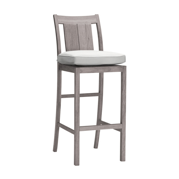 Croquet Teak Outdoor 30'' Bar Stool with Cushion
