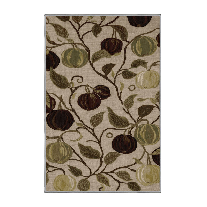  Tapis lavable avec groseille à maquereau, Rectangulaire 2 pi x 3 pi
