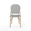 Ensemble de 2 chaises d'extérieur en rotin PE et aluminium sans accoudoirs, finition grise et bambou