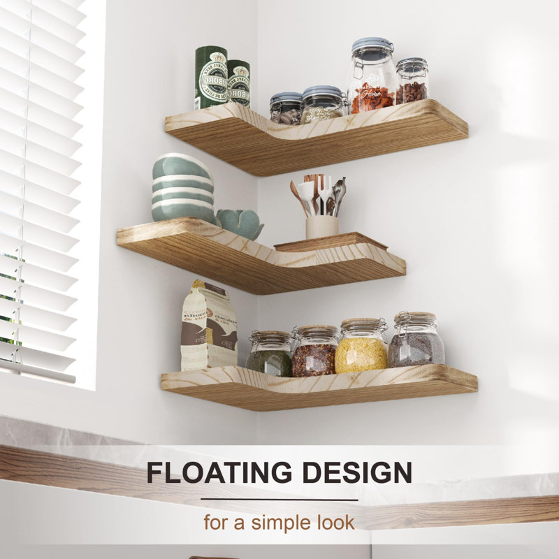 Ensemble de 3 tablettes murales d'angle flottantes