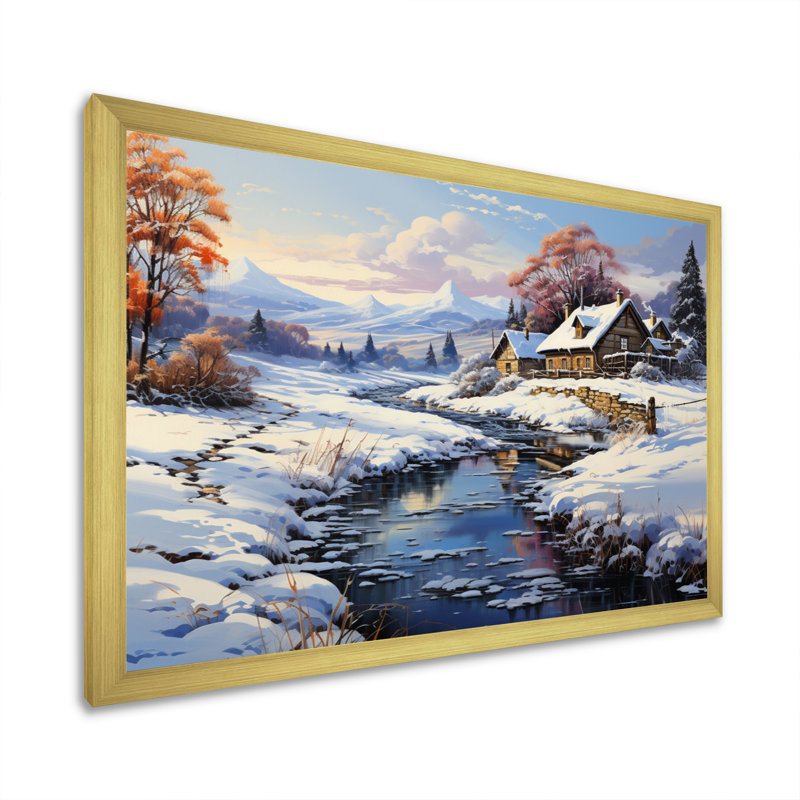 Winter Country Charm Landscape I, H 12 po x l 20 po x P 1 po, Cadre doré à une seule photo
