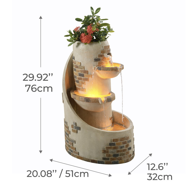Outdoor Metal Cascade Fountain with Lights
