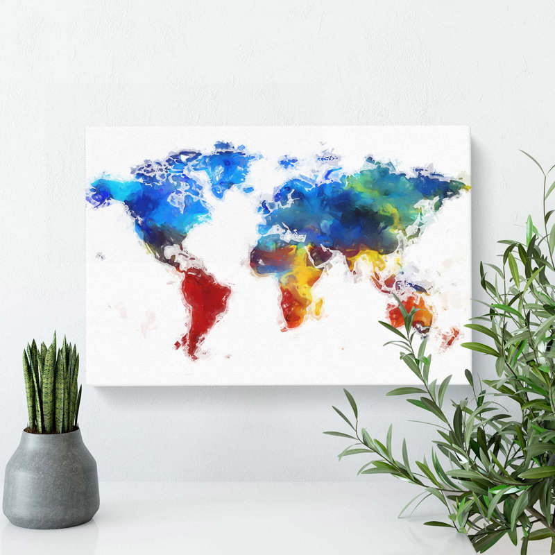 Abstract Map of the World - Wrapped Canvas, 35cm H x 50cm W x 3cm D