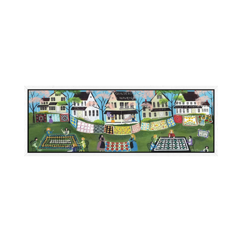 Quilter Haven by Cheryl Bartley - Panoramic Print on Canvas, 30.48 cm H x 91.44 cm W, White Framed