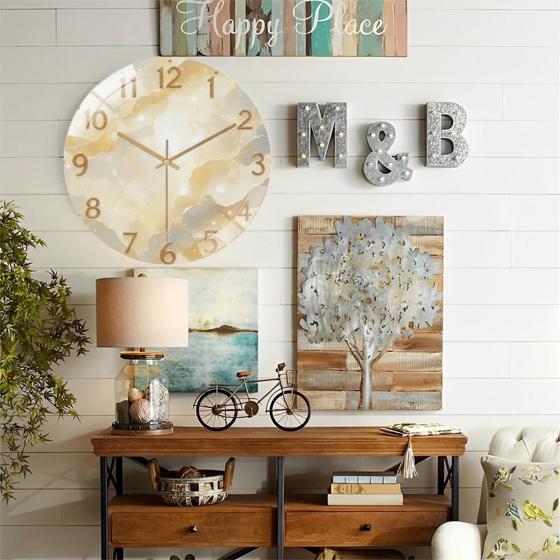 Horloge murale avec chiffres dorés - horloge murale 12 po