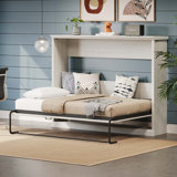 Horizontal Murphy Bed, Hideaway Wall Bed, Folding Into Cabinet, Space Saving Furniture For Multipurpose Guest Room