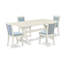 Ensemble de table de salle à manger 5 pièces comprenant une table de cuisine rectangulaire avec pieds en X et 4 chaises de salle à manger Parsons en tissu bleu bébé, lin brossé blanc-2069610238-1888325779