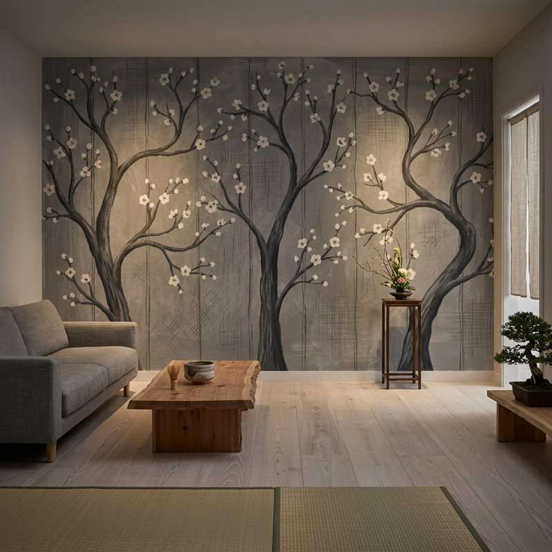 Décoration murale arbre amovible, Non tissé, 160 po x 108 po