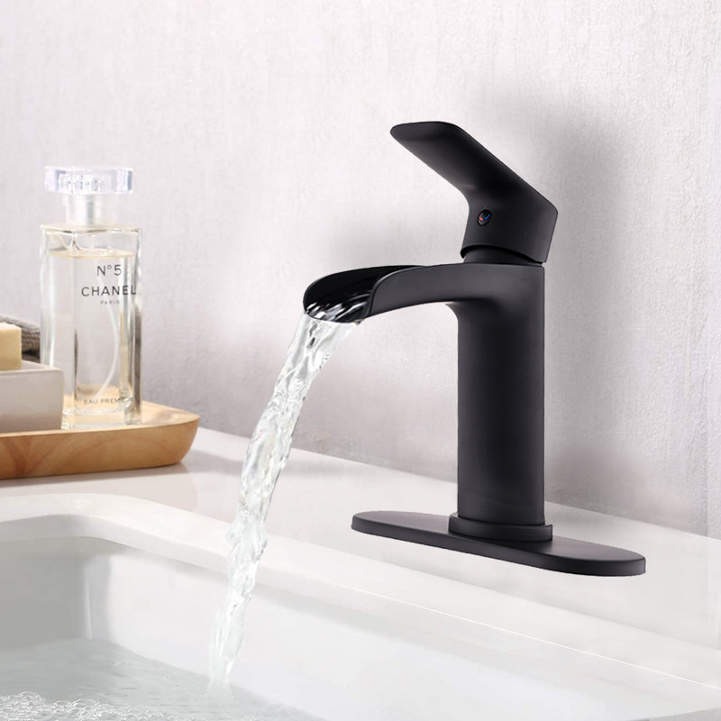 Single-Hole Single-handle Bathroom Faucet with Drain Assembly, Matte Black