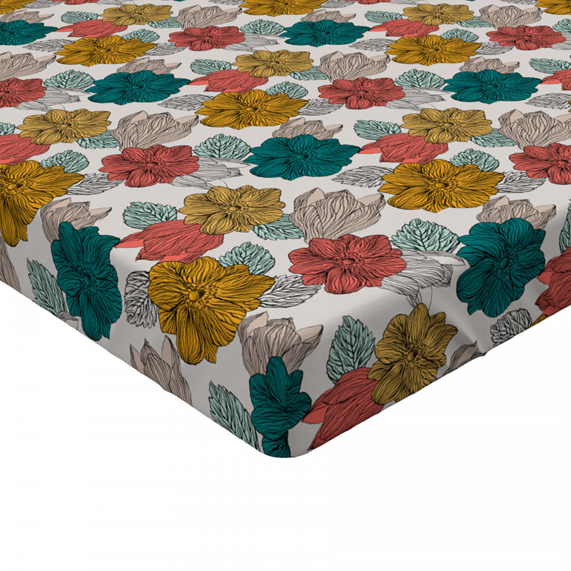 Microfiber Floral Fitted Sheet, Twin XL Fitted Sheet, Yellow Floral