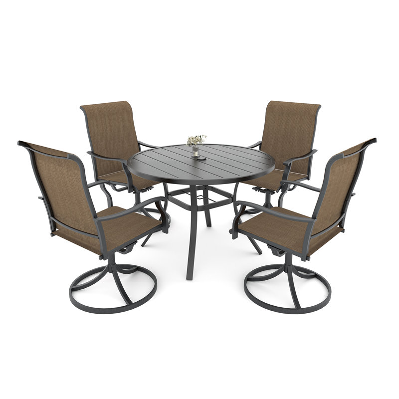4 - Person Round Dining Set With Swivel Chairs, Yellow