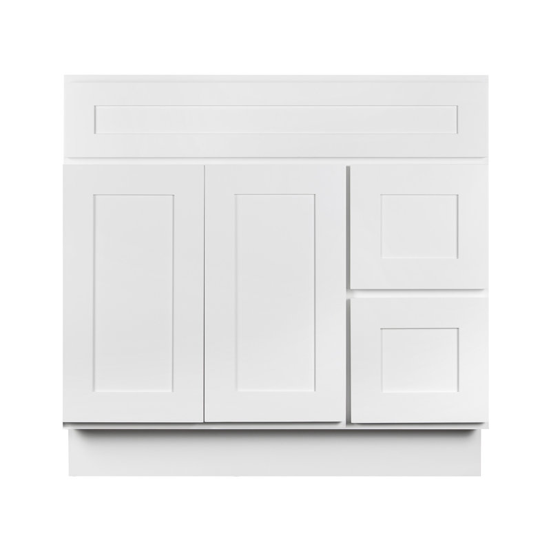 Base de meuble-lavabo blanc Koville VSD3621R, H 34,5 po x l 36 po x P 22 po