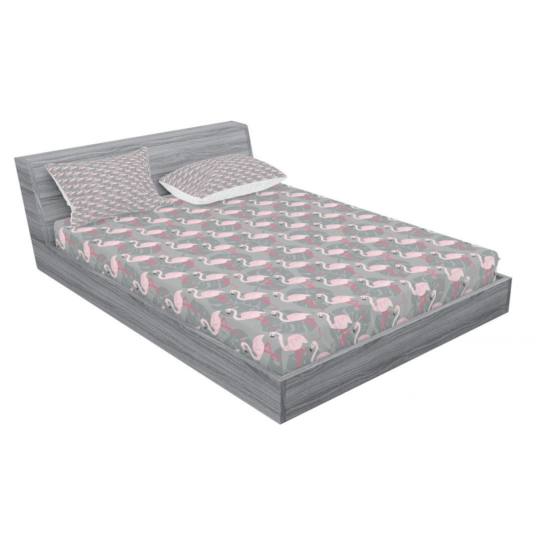 Flamingo Microfiber Floral Sheet Set Ambesonne 