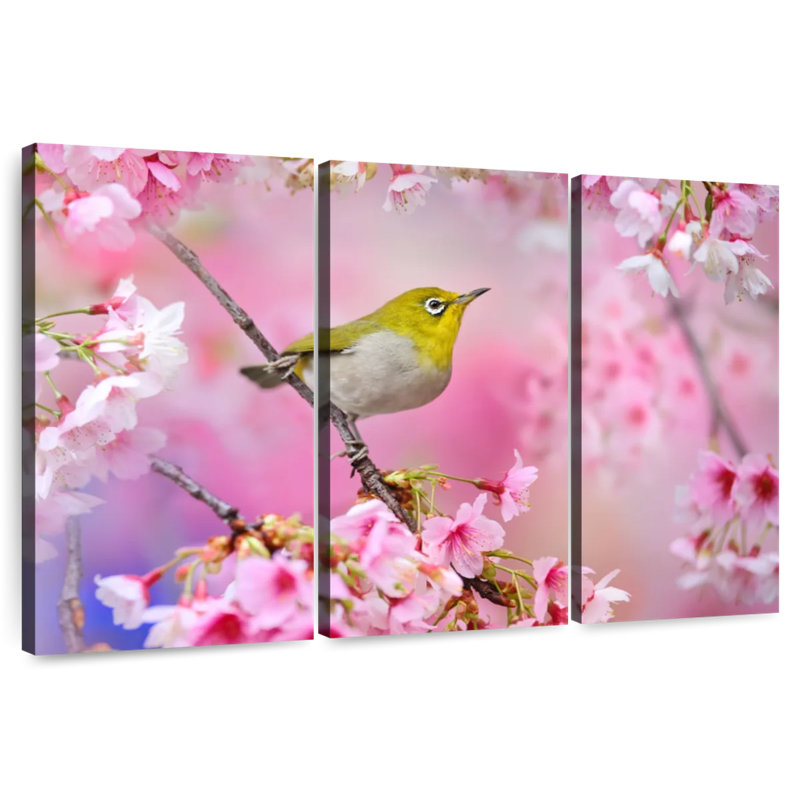 Brampt Sakura Blooms And Mejiro, 48" H x 74" W
