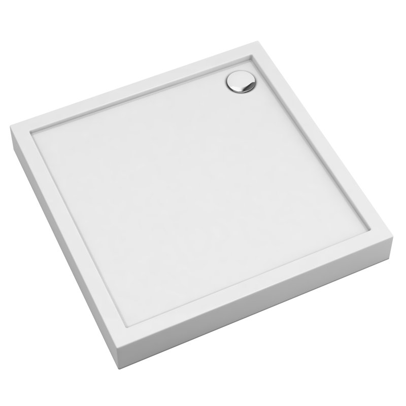 LaMoure Plastic Standard Shower Tray - White, 12cm H x 80cm W x 80cm D