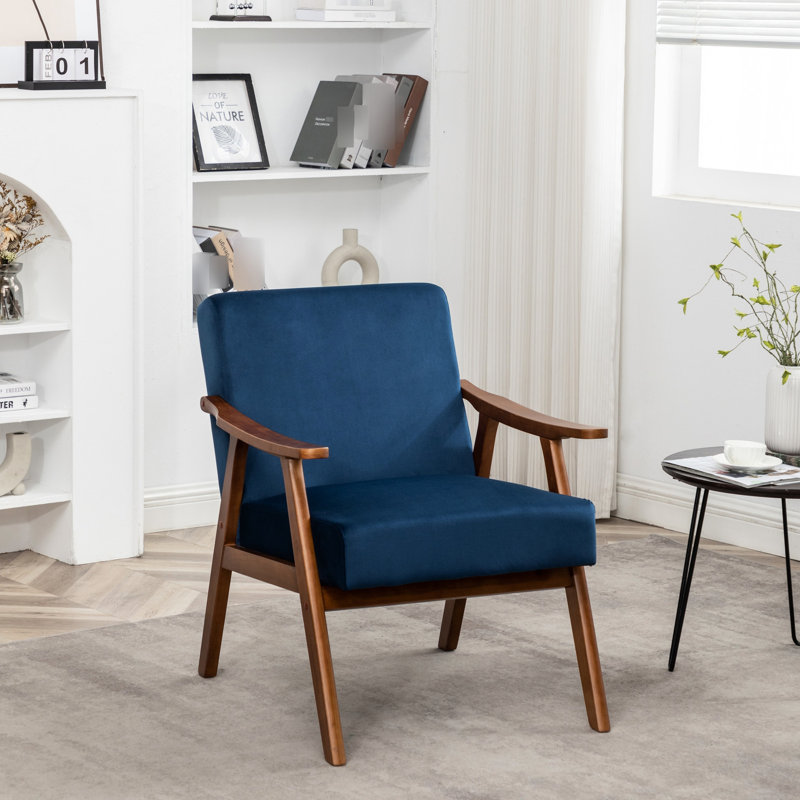 Fauteuil l 26,37 po Jamesina, fauteuil d'appoint, fauteuil rembourré, fauteuil d'appoint moderne, Bleu très foncé