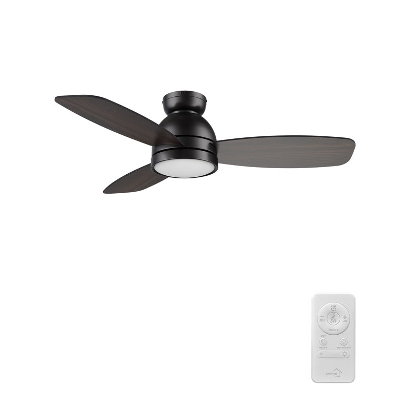 Ventilateur de plafond encastré moderne à 3 pales 44 "avec lumière Irme , Noir, Noir