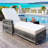 Outdoor Long Reclining Chaise, Wicker Lounge With Armrests, Patio Adjustable Recliner With Soft Removable Cushions, All Weather Rattan Pool Lounge For Poolside & Garden, Beige
