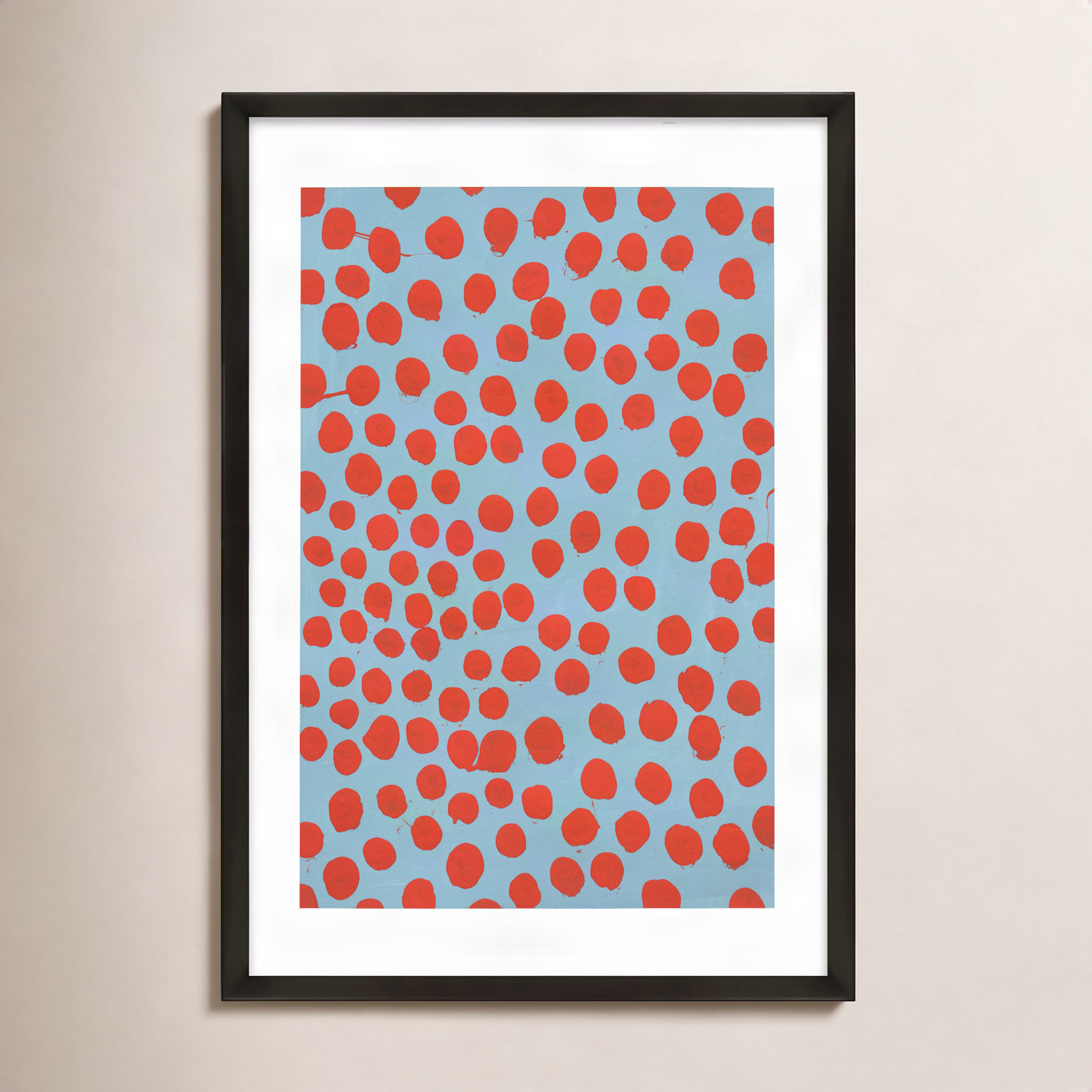 Orient Red On Blue Gray by Michela Sorrentino, Black, 25" H x 17.5" W x 1.25" D