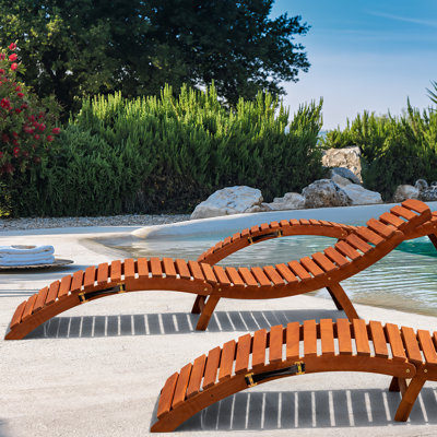 Myashia Outdoor Wood Chaise Lounge
