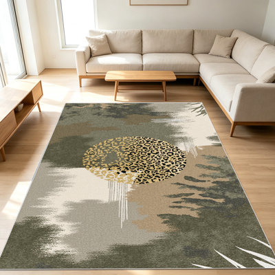 Tapis 1PC abstrait et imprimé animal pour le salon, doux et confortable, convient à toutes les saisons, facile à entretenir, tapis d'intérieur lavable à la machine, convient à la chambre à coucher, à la salle à manger, au bureau, au balcon, au patio, à la maison, à l'extérieur Décor.