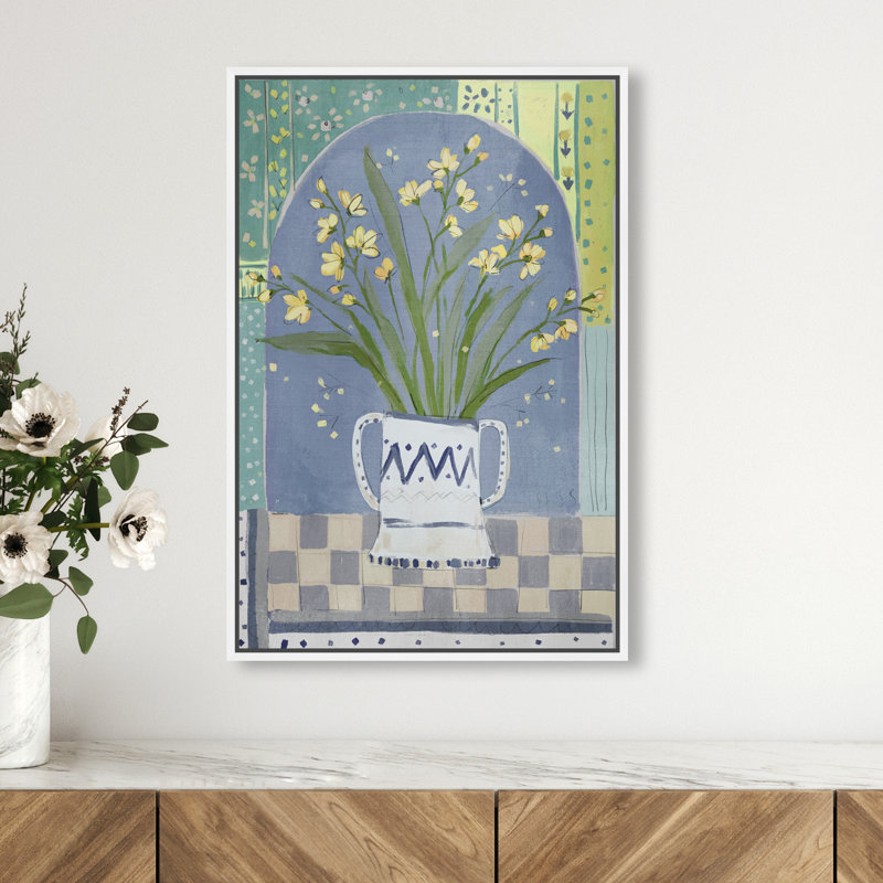 Daylilies In A Vase Print by Oliver Gal, 55"H x 37"W, White Floater Frame