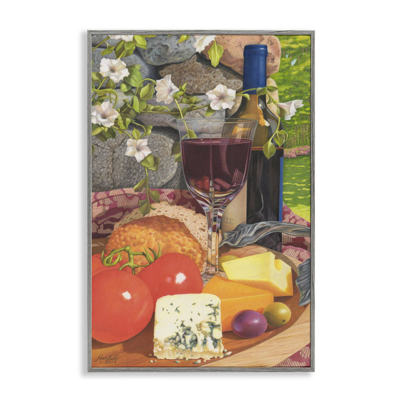 «Wine & Cheese Art» par Mardell Schuster, Estampe numérique Farmhouse, H 18 po x l 12 po