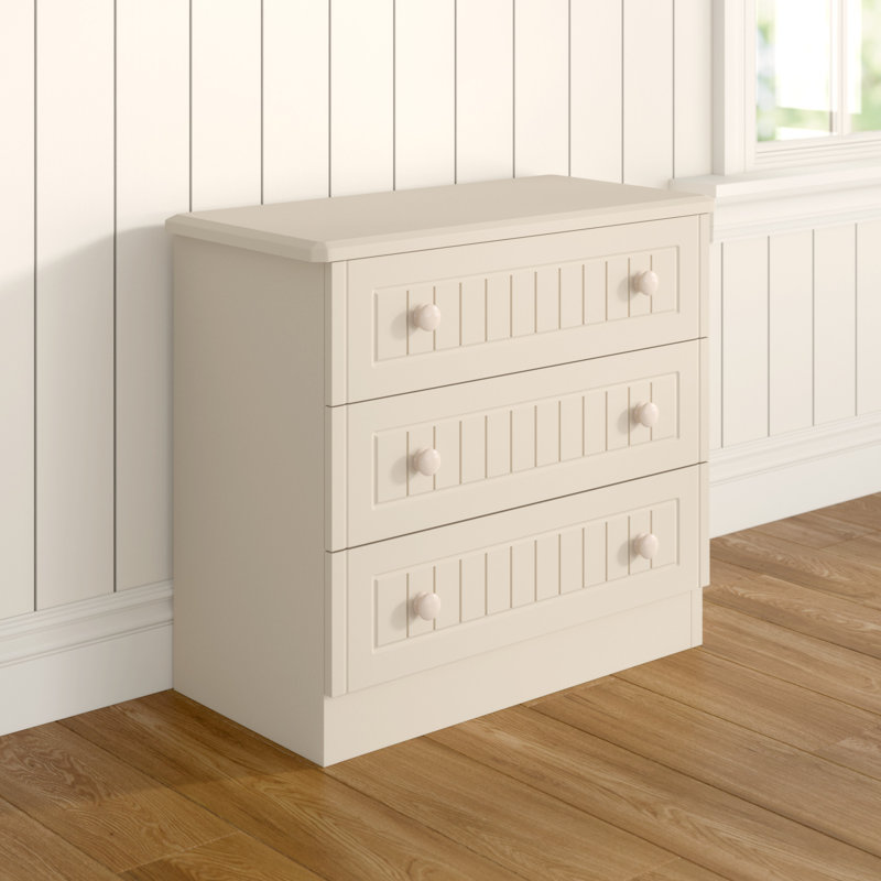Fully Assembled Saxena 3 Drawer Chest, Cream