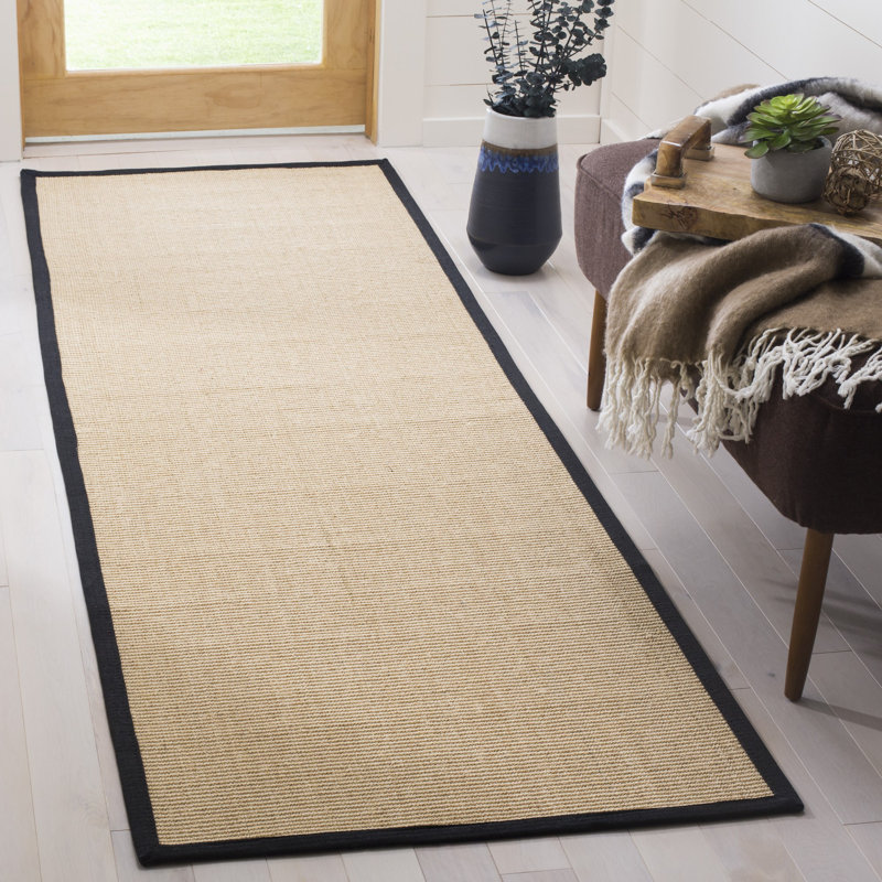 Cybil Auckland Jute Maize/Black Area Rug, Runner 2'6" x 6'