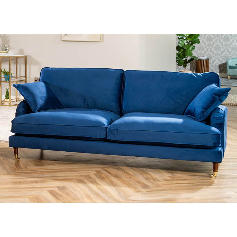 Fabiola Velvet Sofa, Blue, 4
