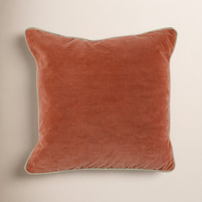 Harriet Cotton Throw Pillow, Square 18", Terra Cotta