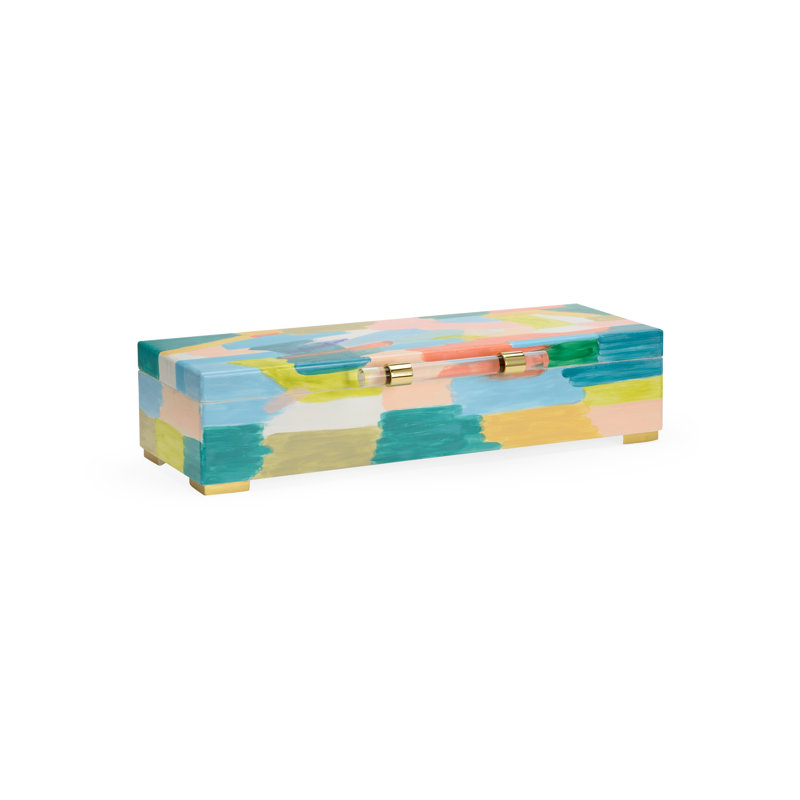 Multicolor Hand-Painted Decorative Box with Acrylic Handle