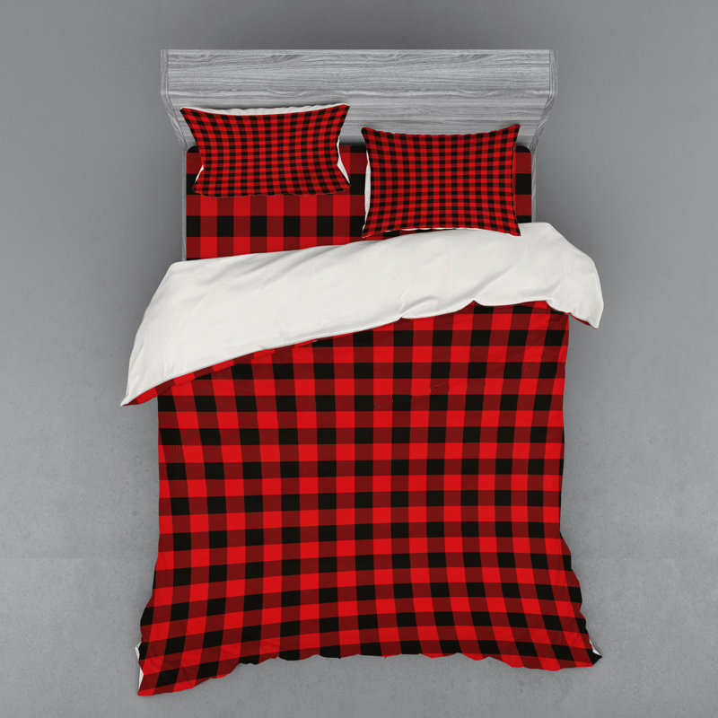 Farmhouse / Country Polyester Plaid Duvet Cover, Queen Duvet Cover + 3 Additional Pieces