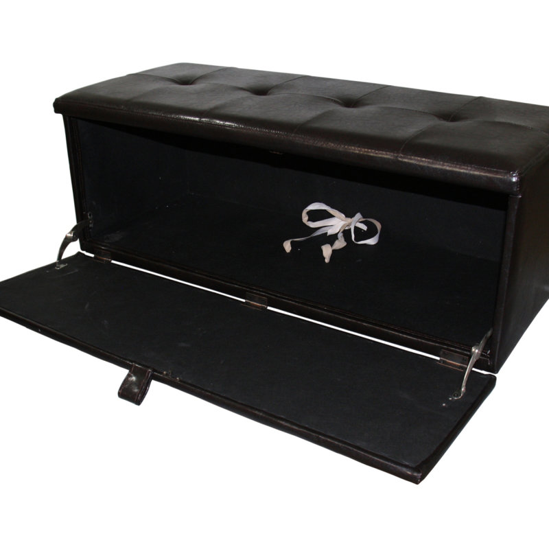 18.5" Tall Leather Upholstered Leather Storage Bench, Brown