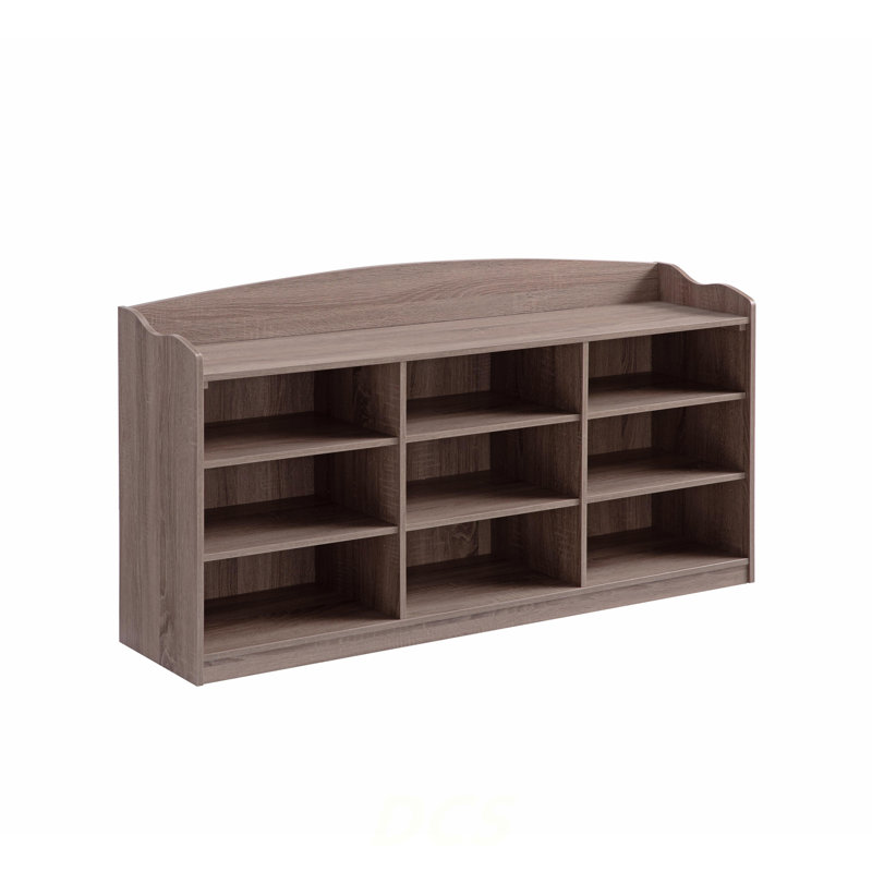 Wooden Shoe Storage Bench, Nine Storage Shelves, Entryway Organizer, Dark Taupe, Shoe Storage, taupe