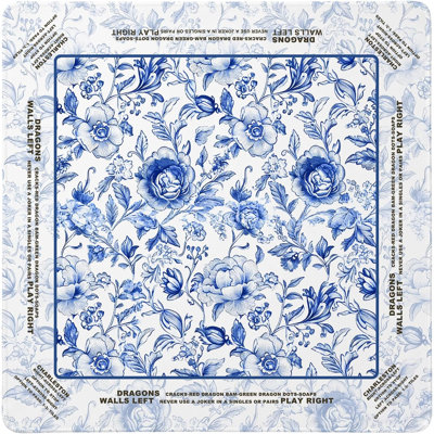 Tapis de Mahjong floral bleu et blanc chinois, tapis de Mahjong en porcelaine rétro, tapis de jeu anti-dérapant et anti-bruit pour table de poker, jeu de tuiles de carte de poker, 31,5 x 31,5 pouces