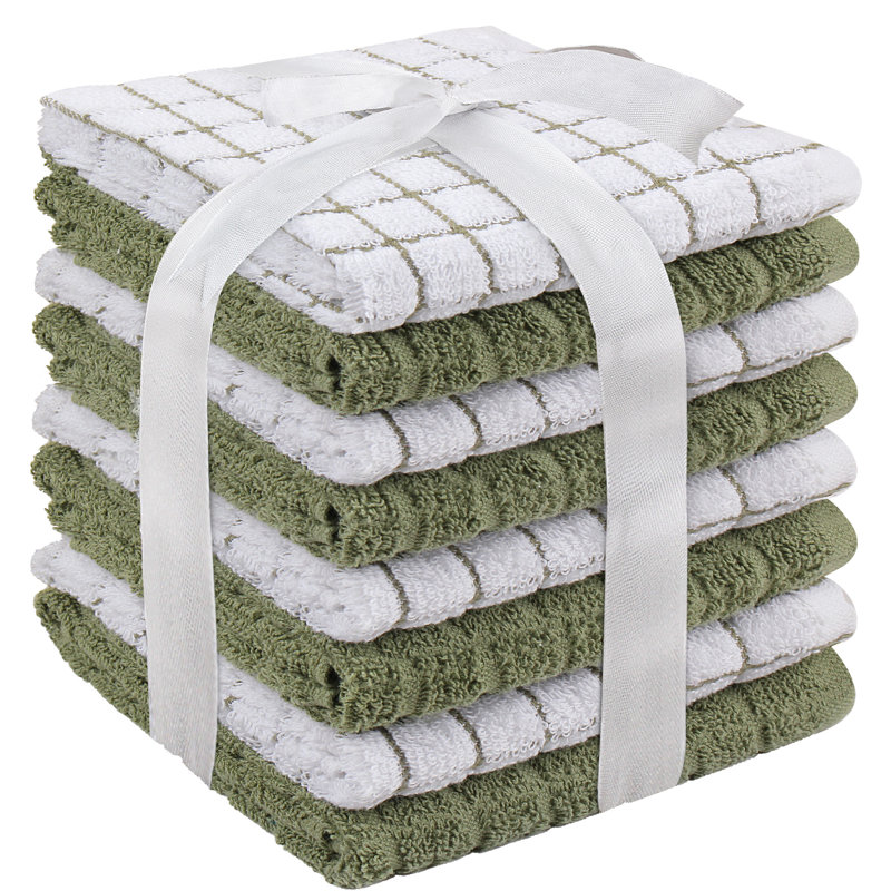Jeanise Midweight Washcloth, Green/White