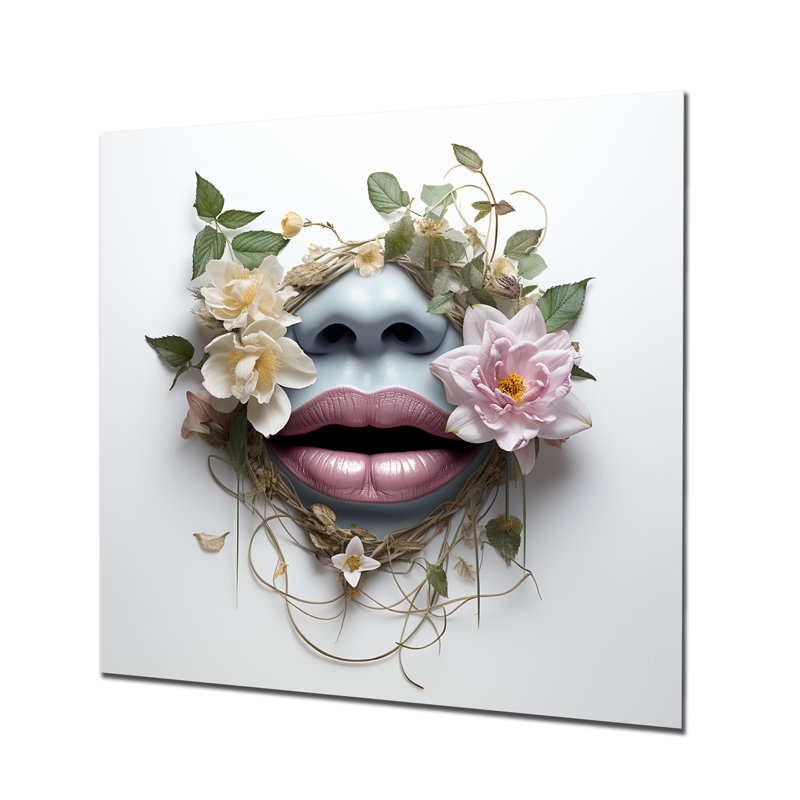 Floral Lips Silhouette I - mode, art en métal, H 16 po x l 16 po